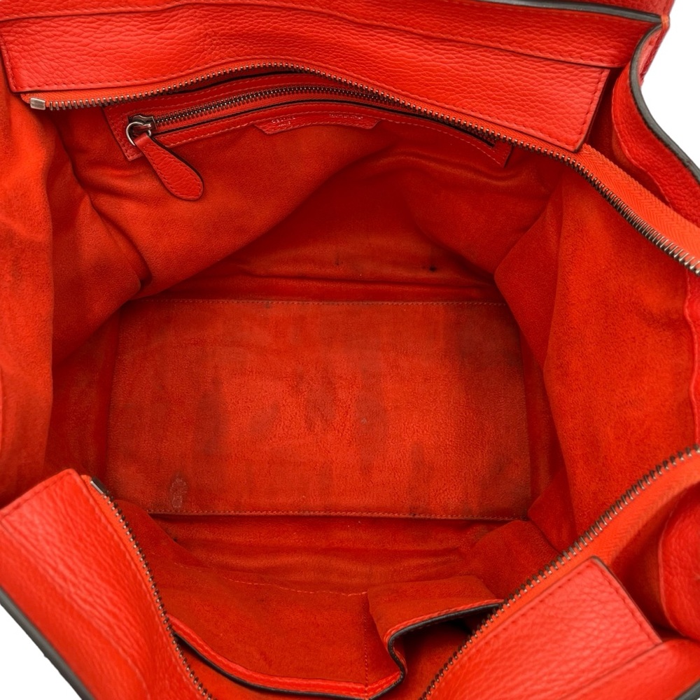 Celine Mini Luggage Tote Vermillion Drummed Calfskin Leather Bag - Picture 11 of 14